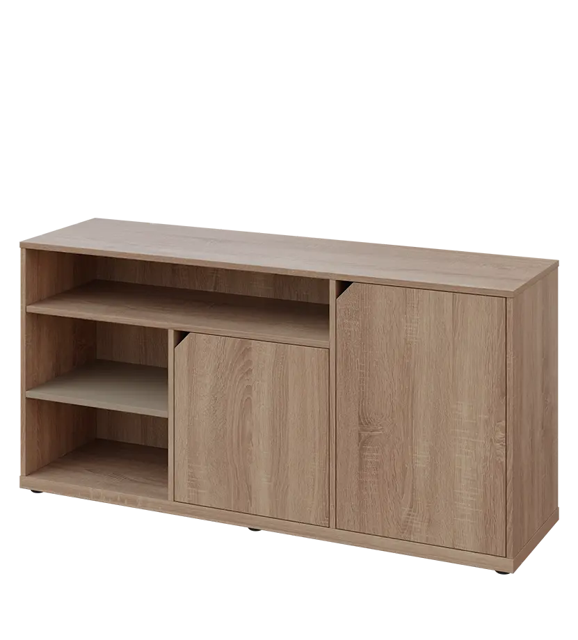 KU2-15DN3 P skříňka nízká 2-dveřová, nika, 740x1522x400, provedení pravé, korpus a dvířka dub bardolino/police latte